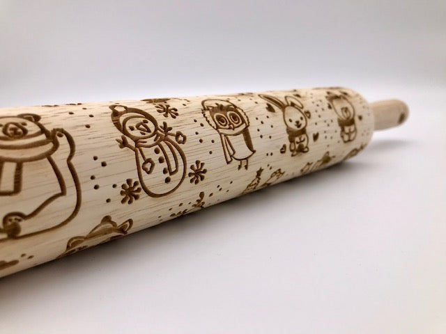 Embossed Christmas Candies Rolling Pin- Baking & Pottery