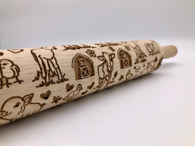 Embossed Baby Farm Animals Rolling Pin –Bakers & Potters