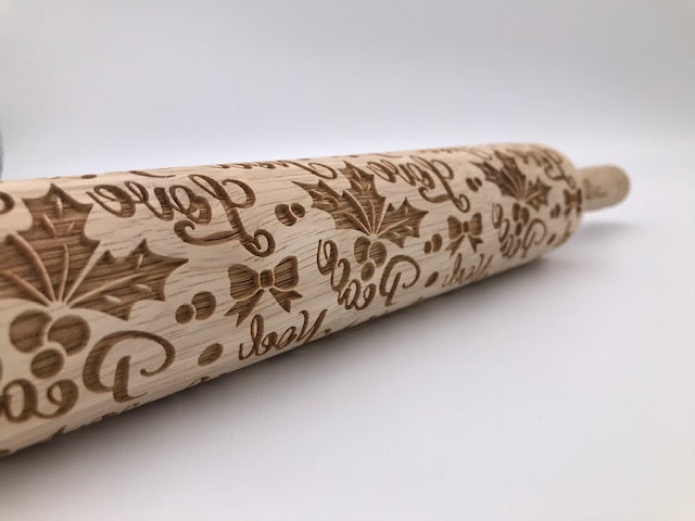 Mistletoe Peace Love Noel Embossed Rolling Pin