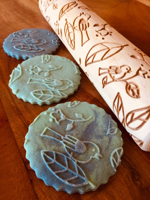 Lil Birdies Embossed Rolling Pin for Pottery and Baking