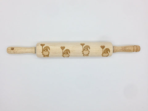 Gnomes with Hearts Embossed Rolling Pin for Baking