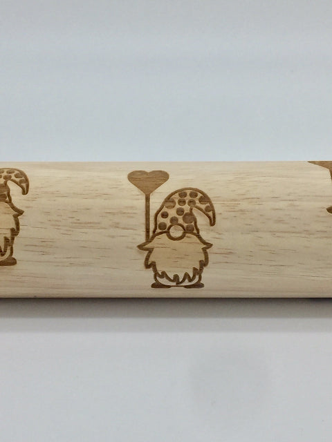 Gnomes with Hearts Embossed Rolling Pin for Baking