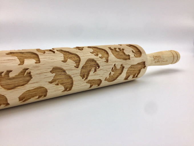 Embossed Bear Rolling Pin - Pottery & Baking