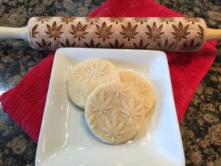 Marijuana Embossed Leaf Rolling Pin for Baking + Pottery