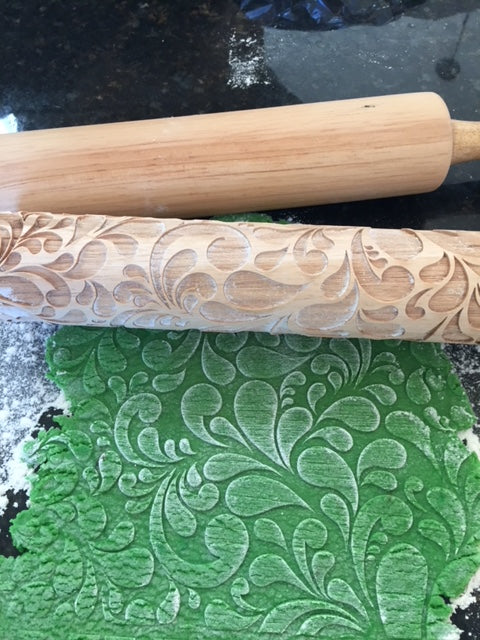 Floral Swirl Embossed Rolling Pin – Baking & Crafting