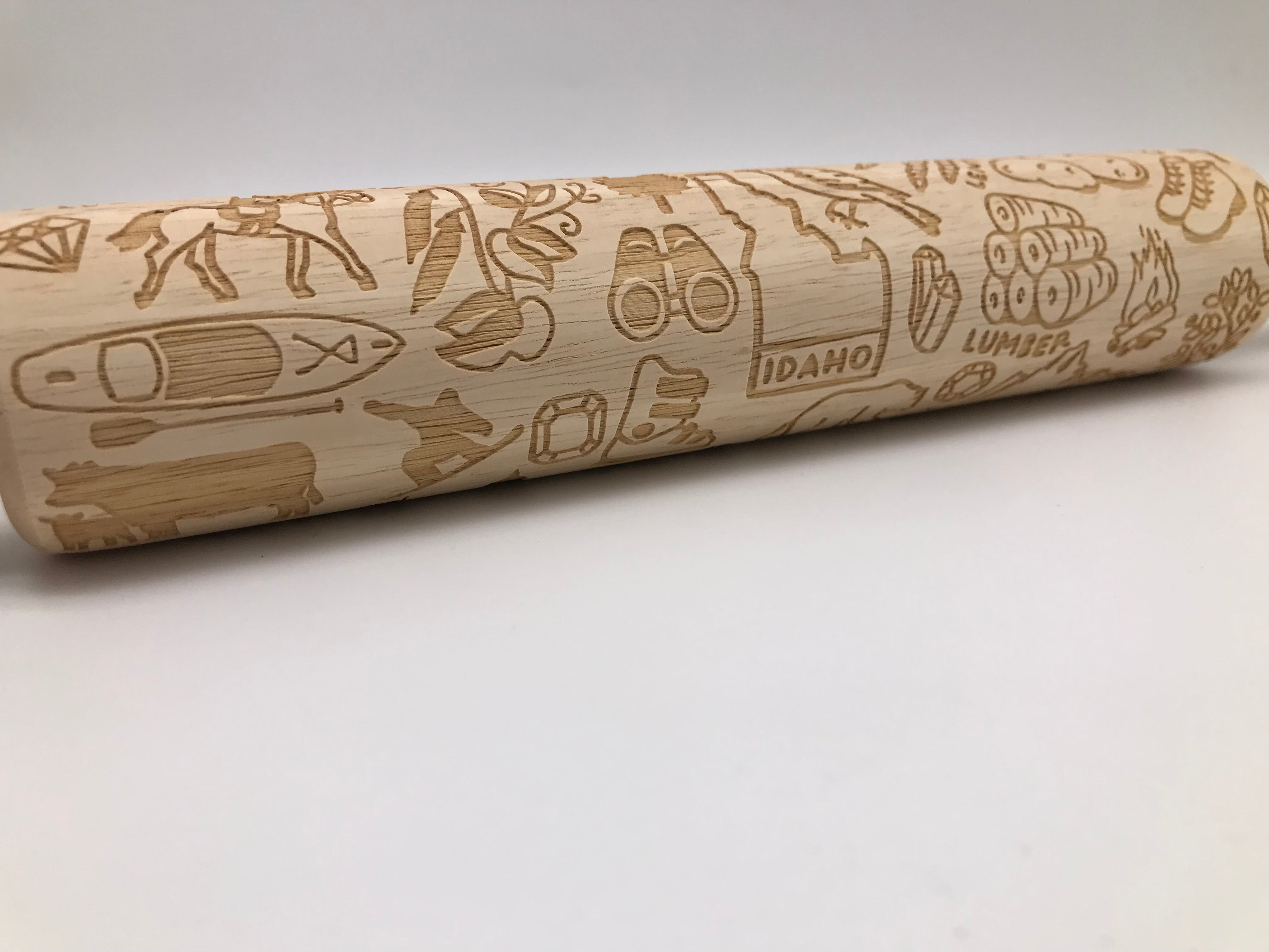 Idaho State Embossed Rolling Pin for Pottery, Baking