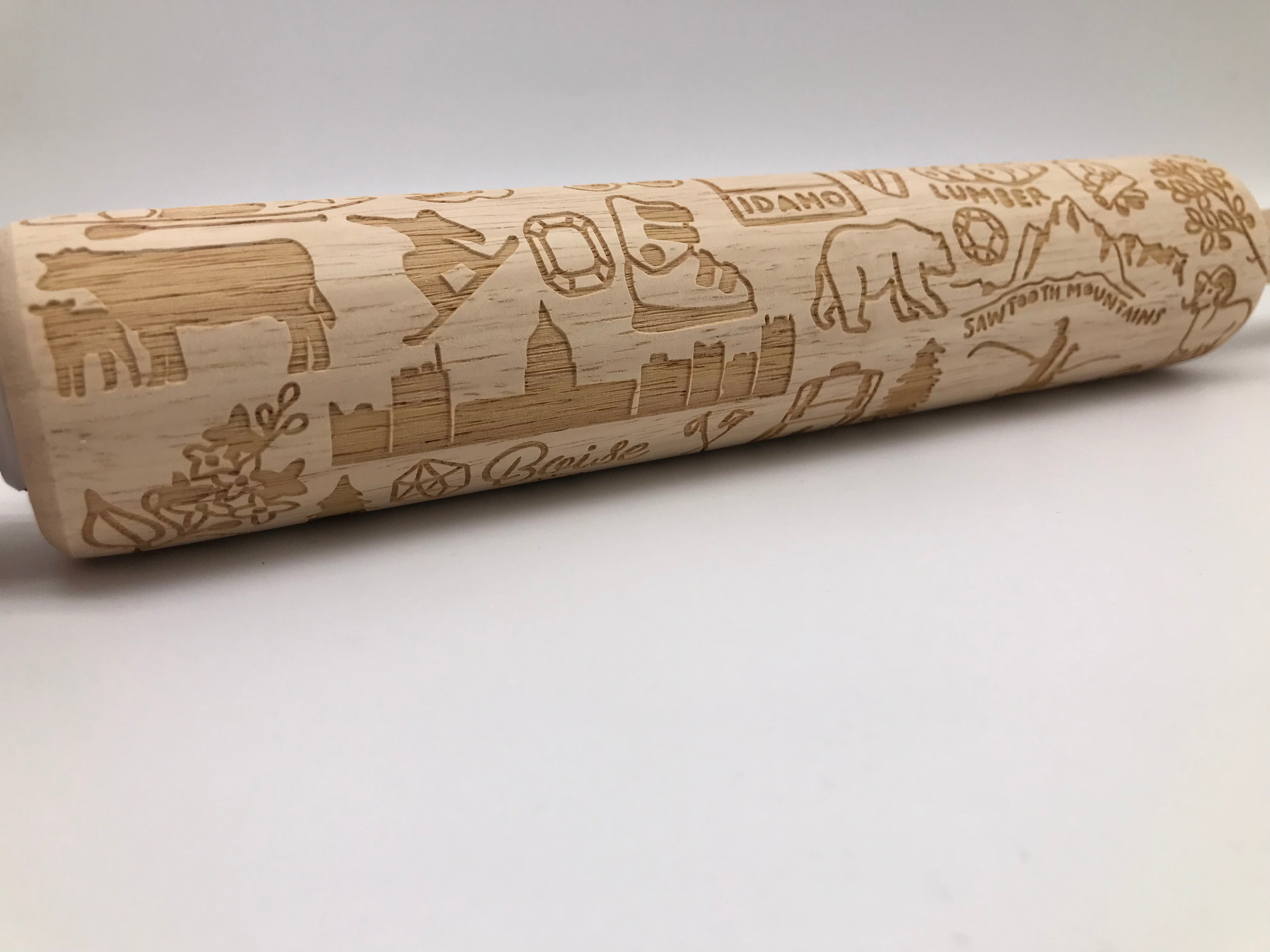 Idaho State Embossed Rolling Pin for Pottery, Baking