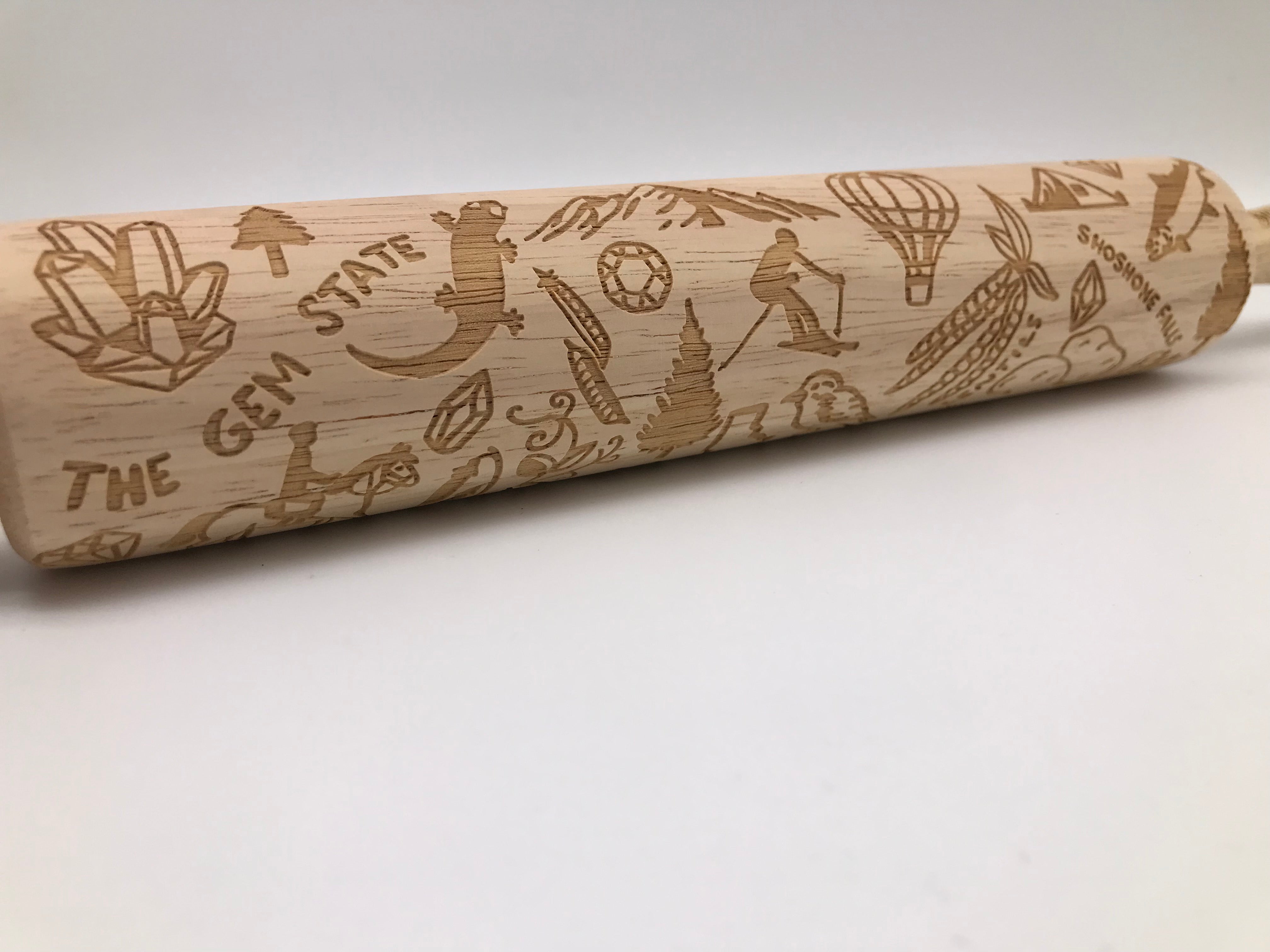 Idaho State Embossed Rolling Pin for Pottery, Baking