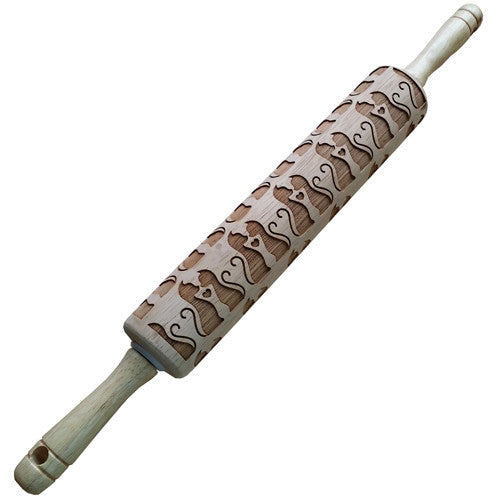 Kissing Cats Embossed Rolling Pin - Baking & Pottery