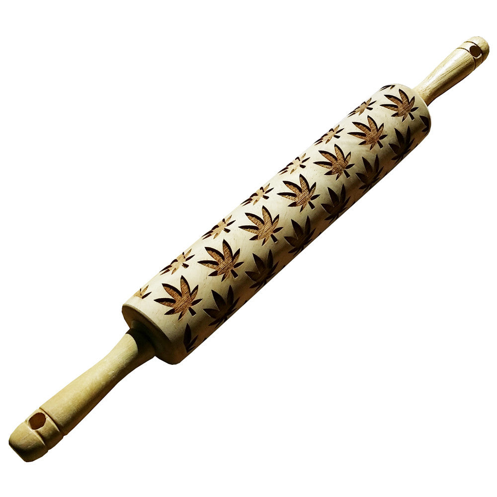 Marijuana Embossed Leaf Rolling Pin for Baking + Pottery