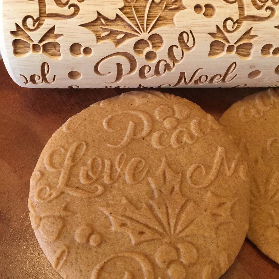 Mistletoe Peace Love Noel Embossed Rolling Pin