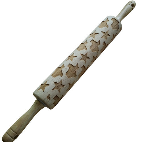 Texas State Outline and Star Embossed Rolling Pin – A Bold Tribute to Texas Pride