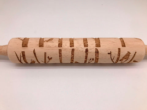 Embossed Cardinals on Birch Rolling Pin (images vertical)