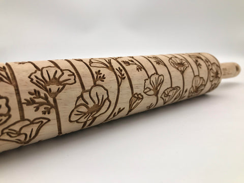 Poppies Rolling Pin (Vertical)