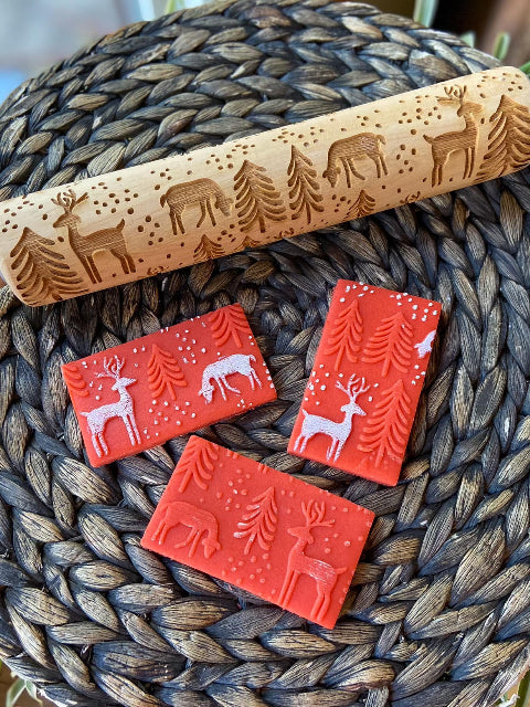 Deer and Trees Embossed Rolling Pin – Pottery & Baking