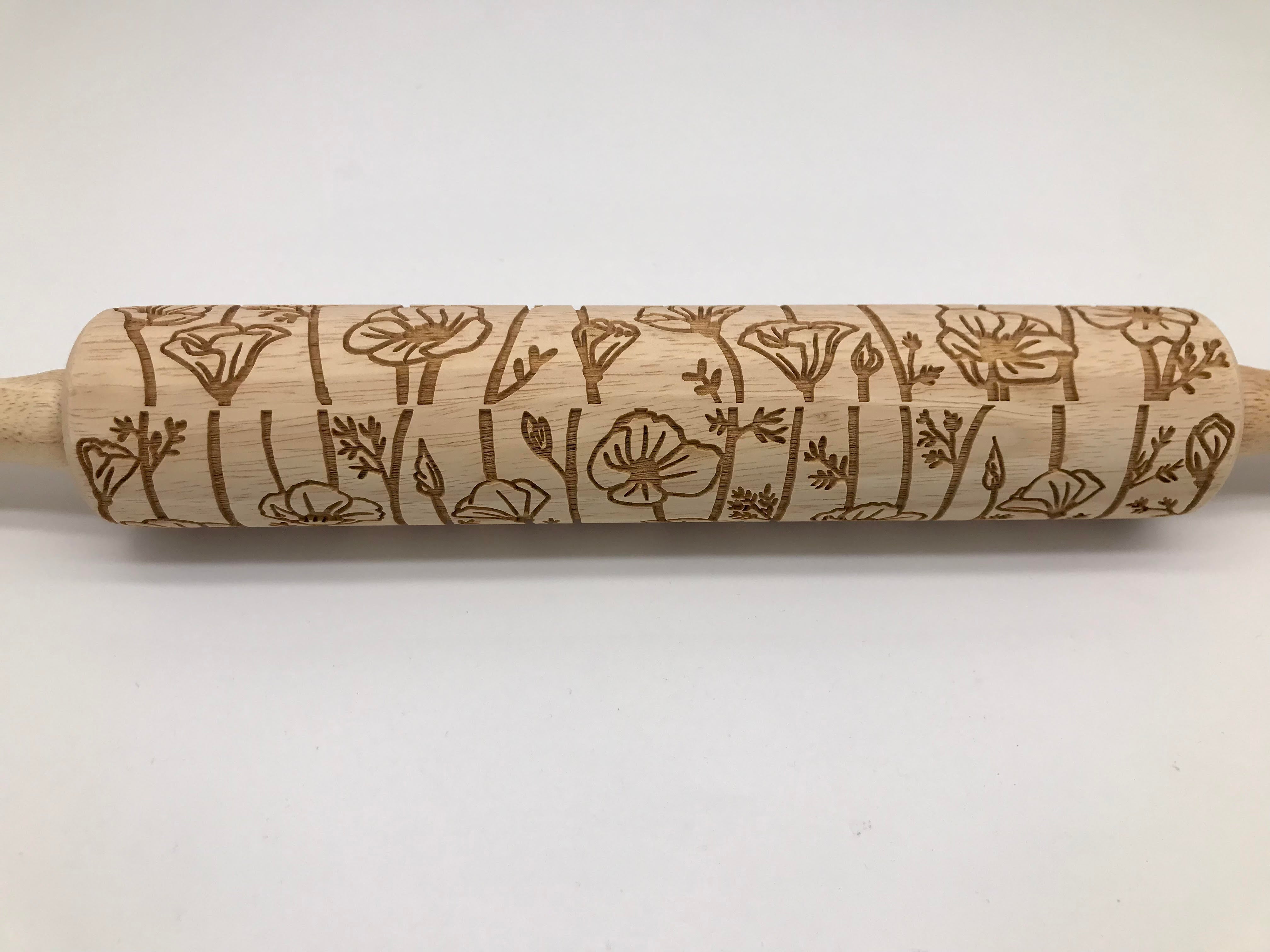 Embossed Poppies Rolling Pin – Pottery & Baking